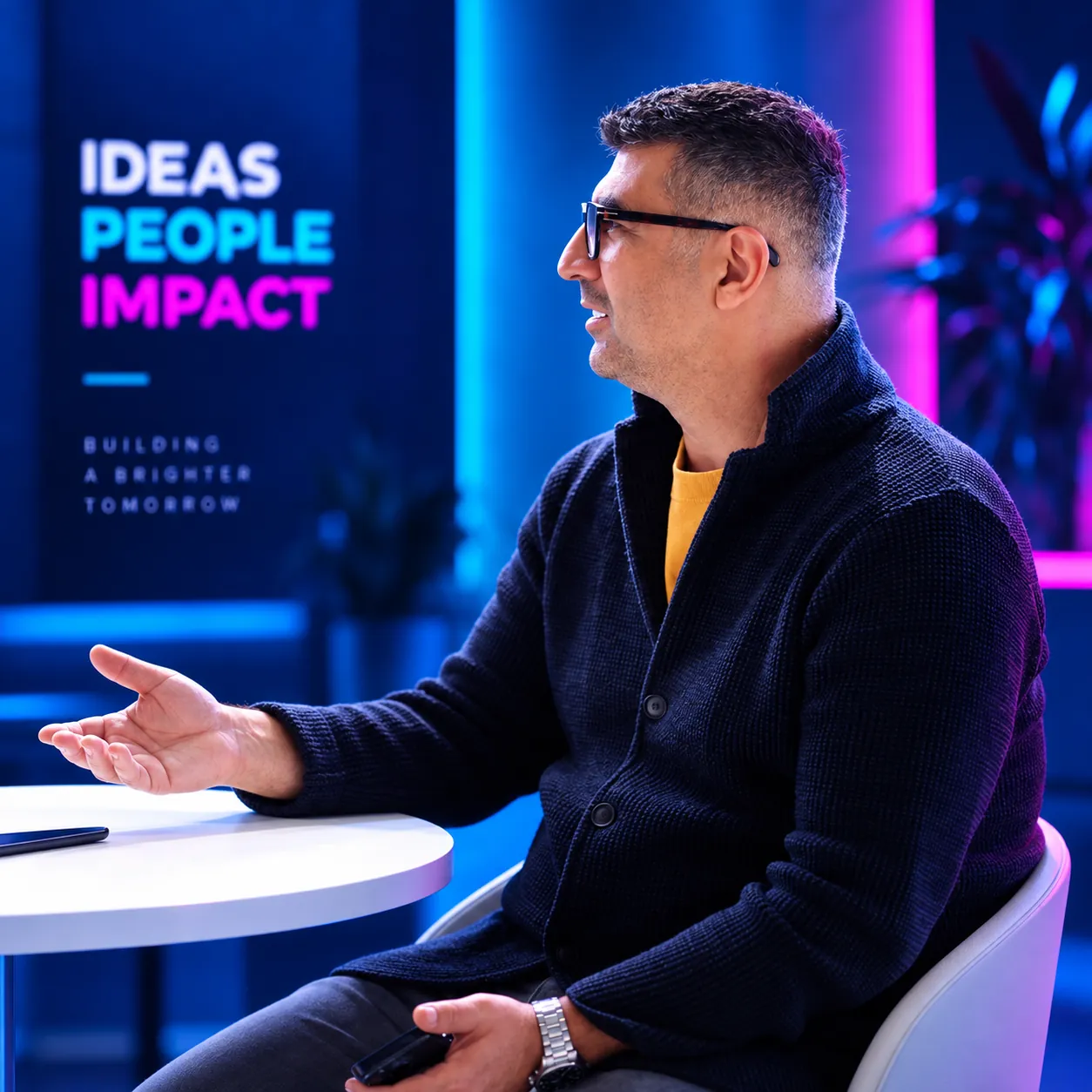 Սերգեյ Ուսնունցը Ideas to Impact կոմպոզիցիայի ֆոնին